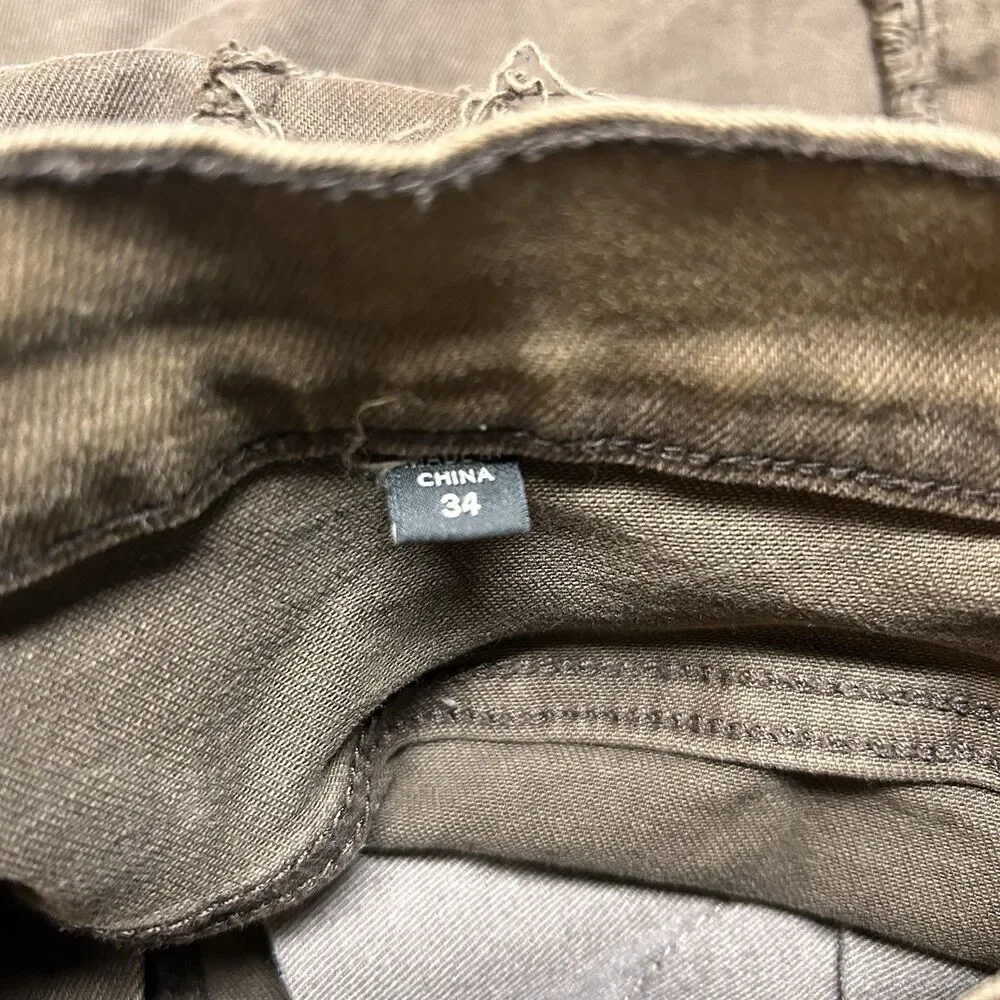 Nova Men Brown Distressed Cargo Shorts Men’s 34 Streetwear Utility